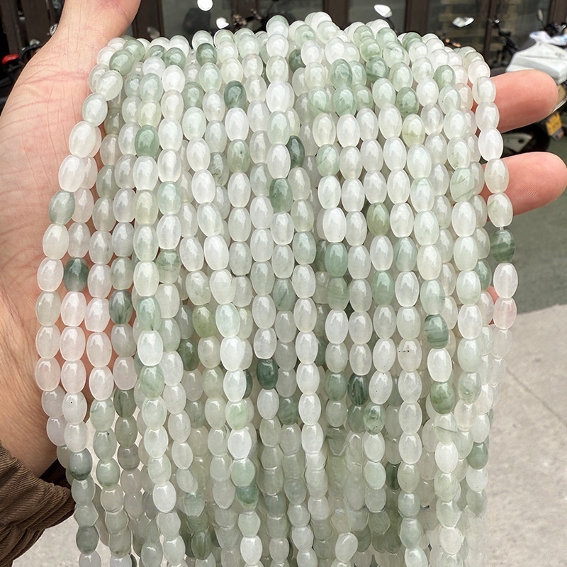 6*9mm natural green aventurine rice beads loose beads barrel beads