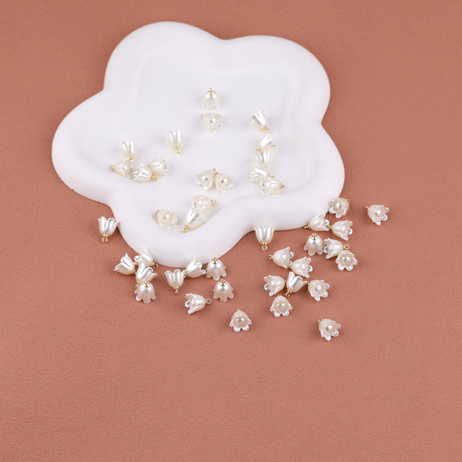 50 Pieces/Bag-imitation pearl morning glory wind chime pendant loose beads