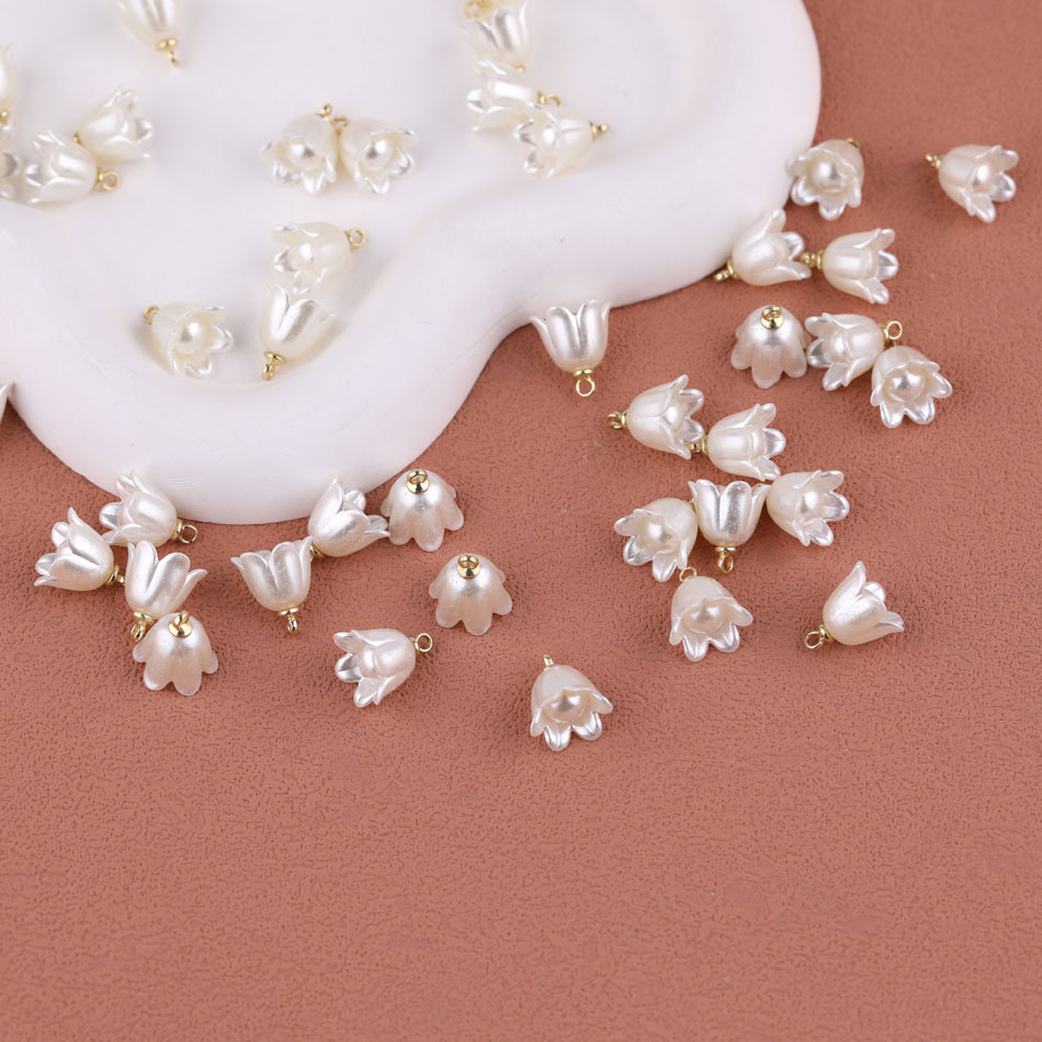 50 Pieces/Bag-imitation pearl morning glory wind chime pendant loose beads