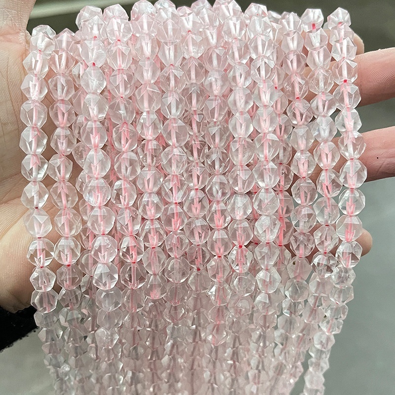 10mm natural rose quartz diamond faceted rhombus beads