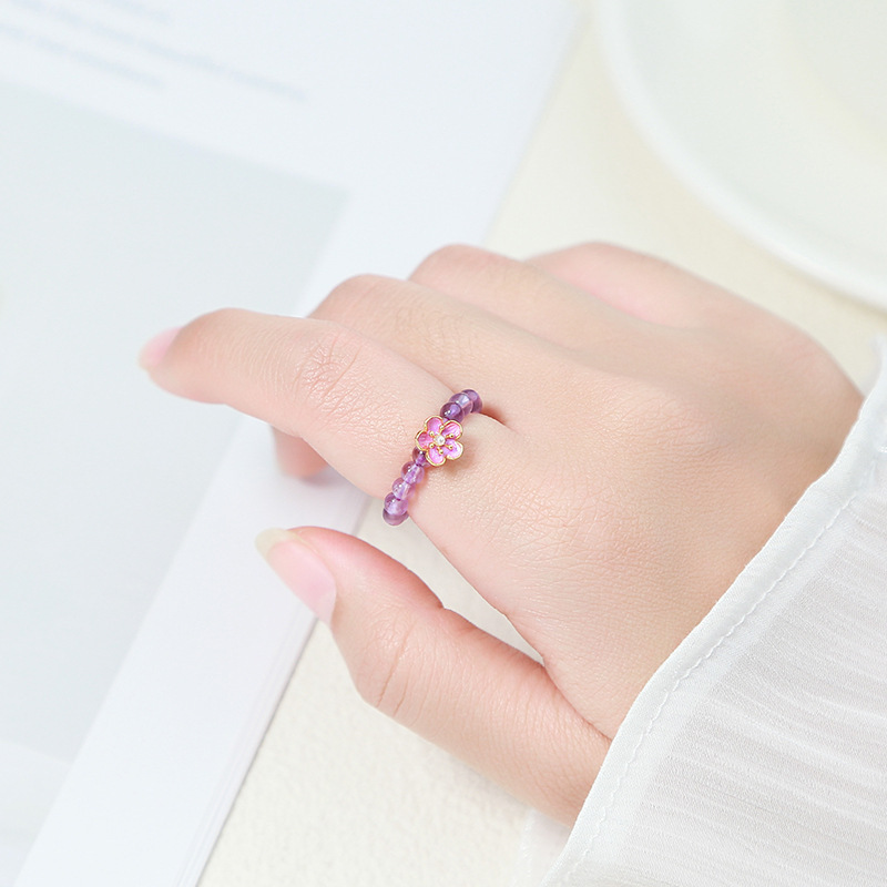 Natural Stone Crystal Round Elastic Ring