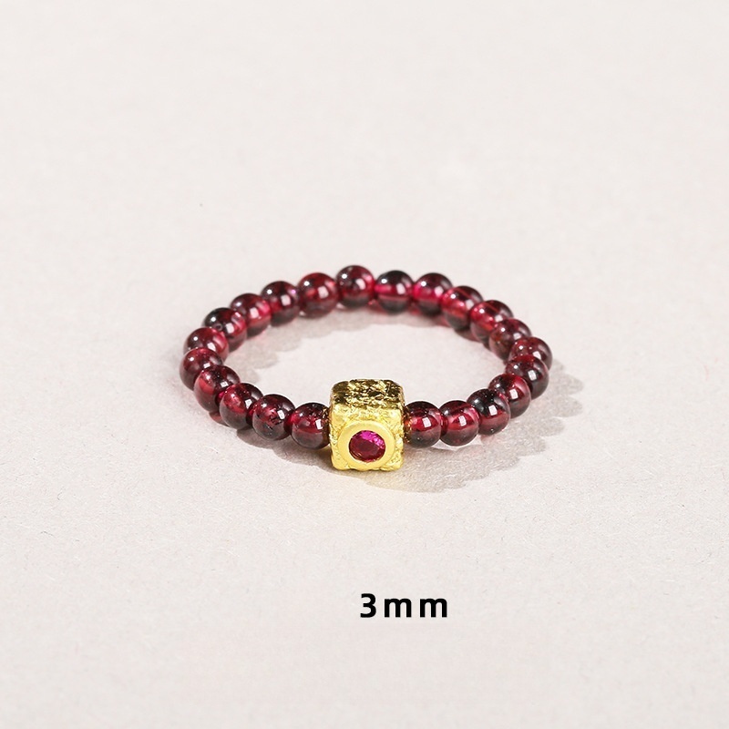 Natural Stone Crystal Round Elastic Ring