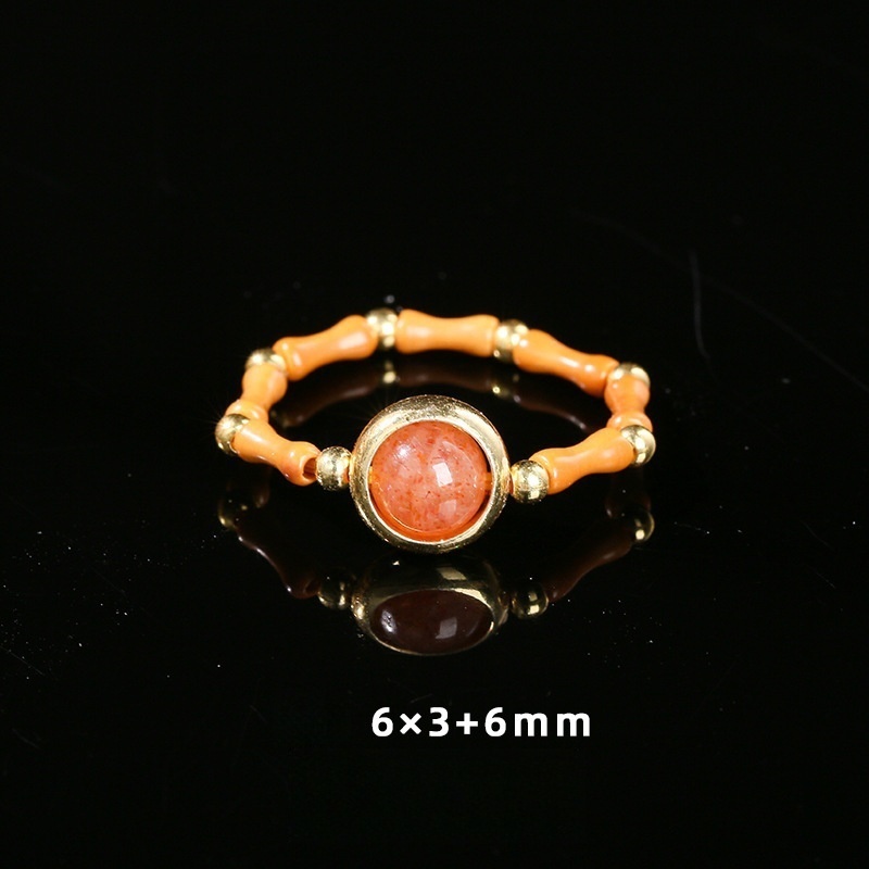 Olive core + natural stone ring