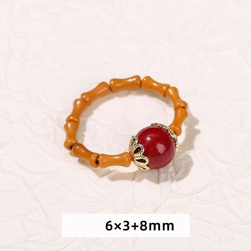 Olive core + natural stone ring
