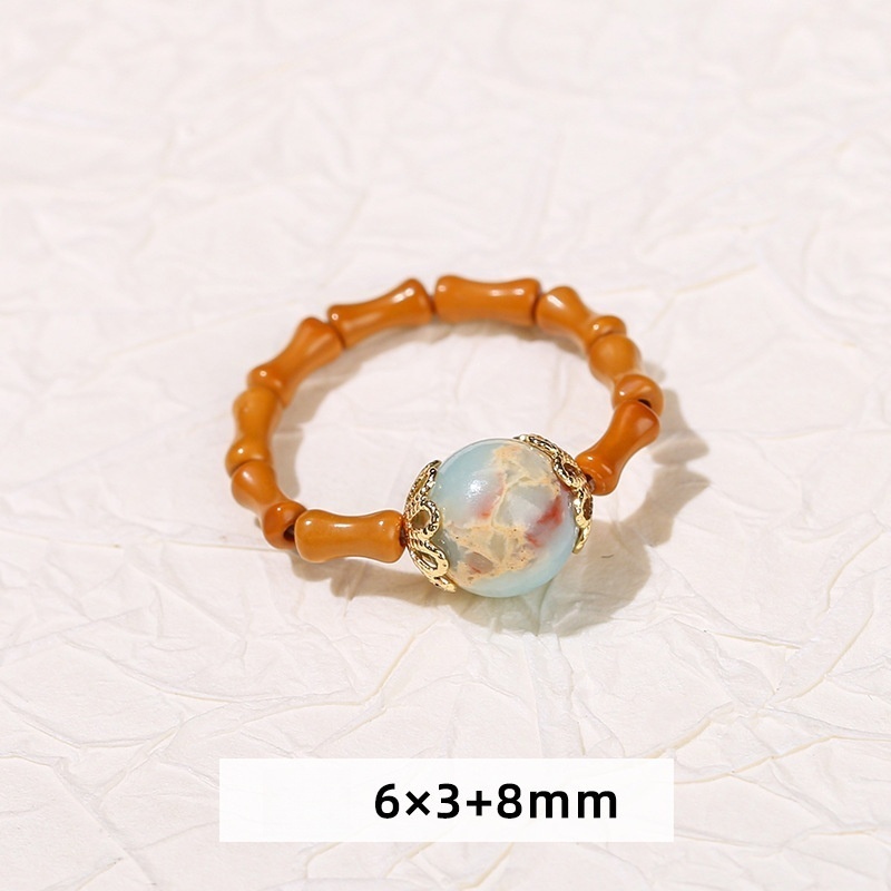 Olive core + natural stone ring