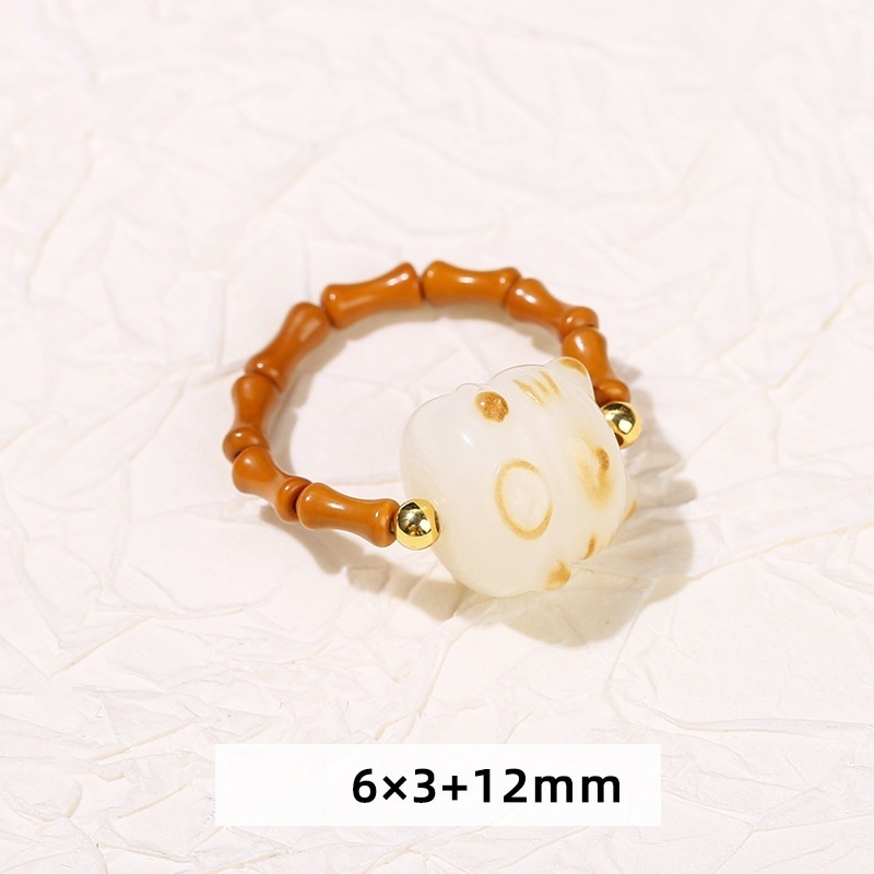 Olive core + natural stone ring