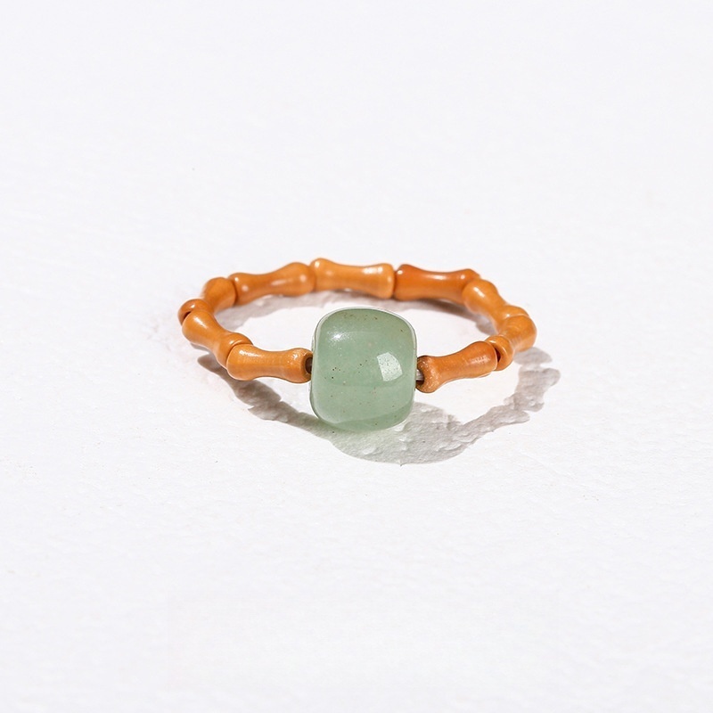 Olive core + natural stone ring