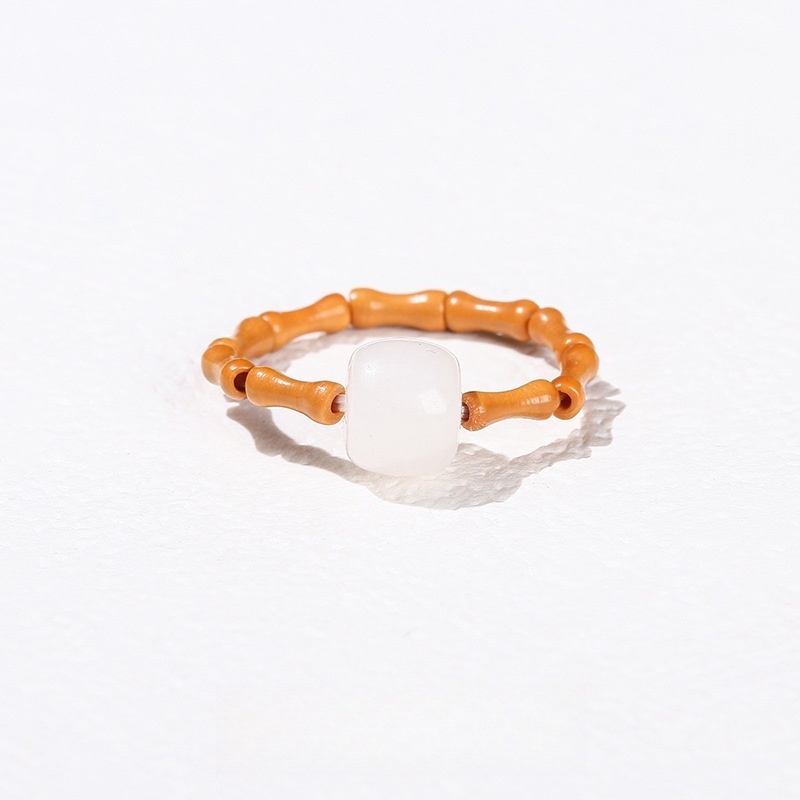 Olive core + natural stone ring