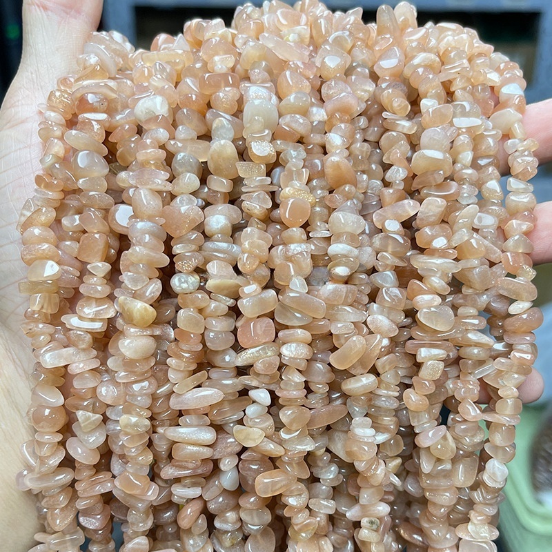 3-8mm 5A natural sunstone crushed loose beads
