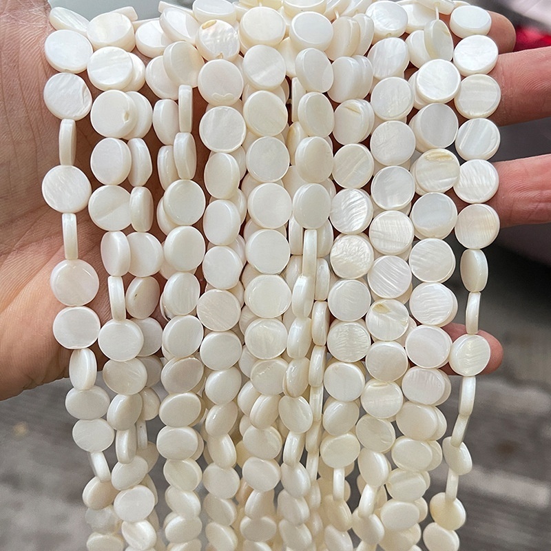 8-12mm natural freshwater shell disc loose beads