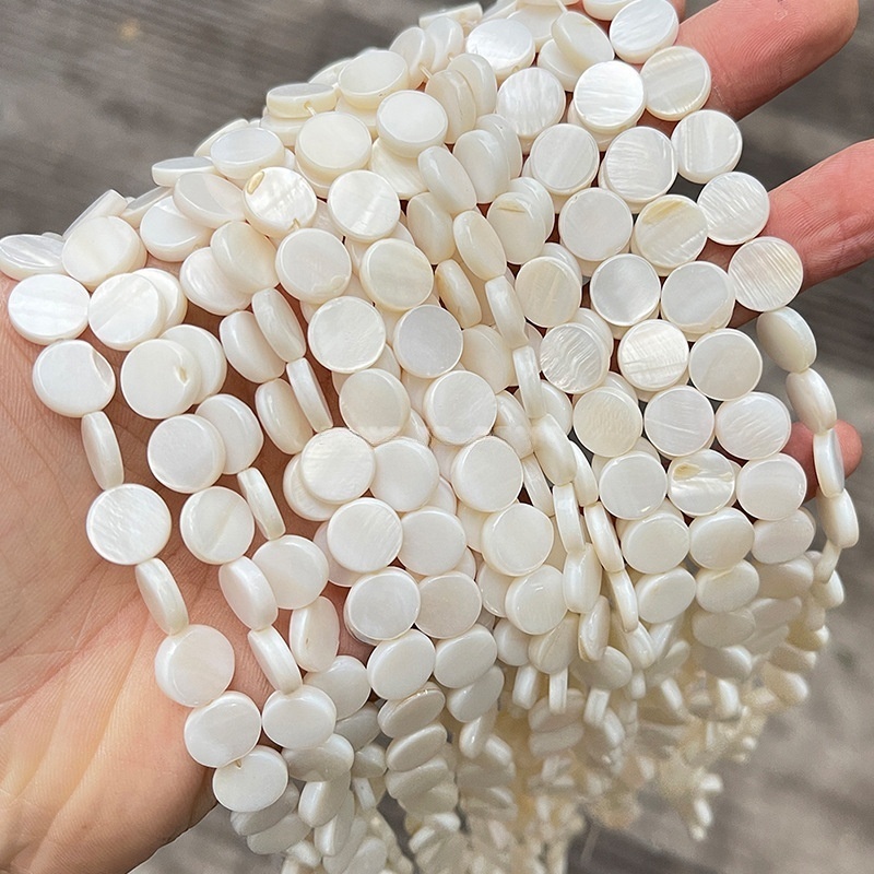 8-12mm natural freshwater shell disc loose beads