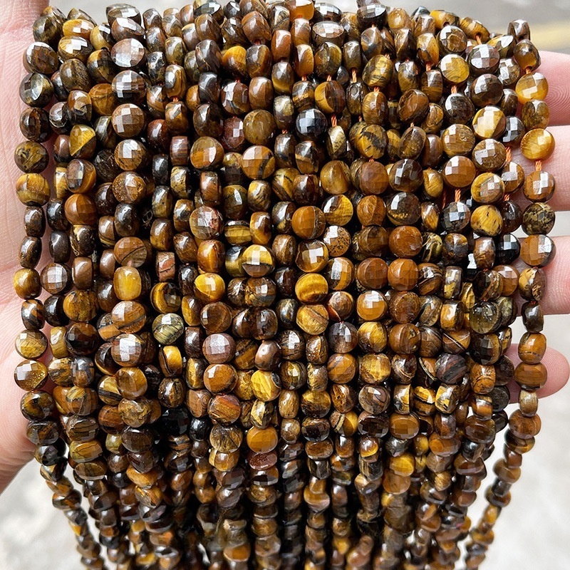 6*4mm faceted agate round cake shaped loose beads