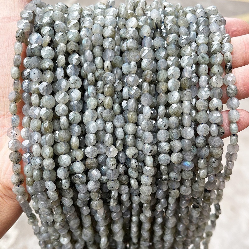 6*4mm faceted agate round cake shaped loose beads