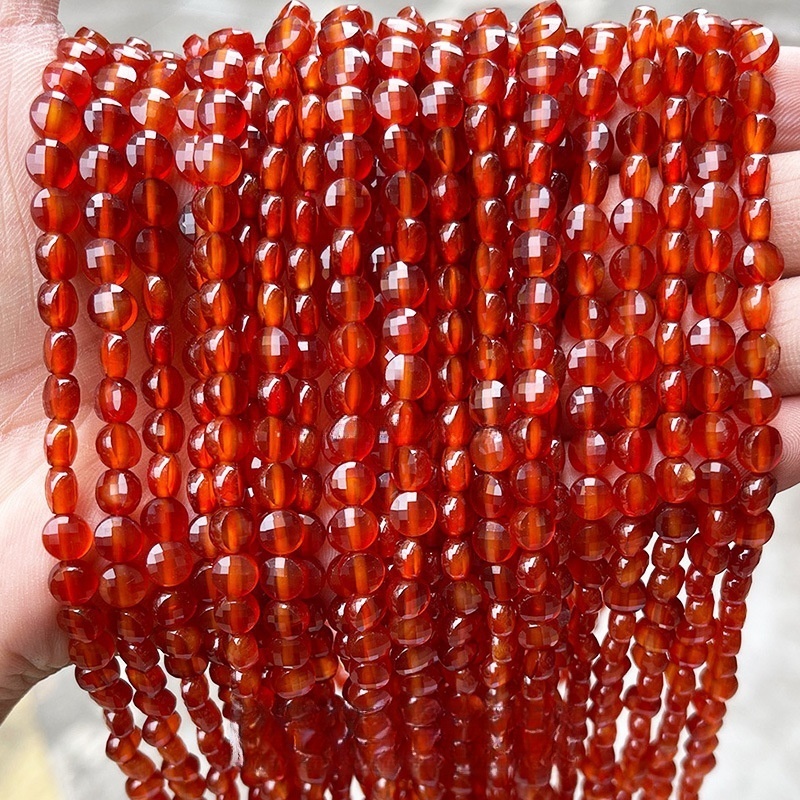 6*4mm faceted agate round cake shaped loose beads