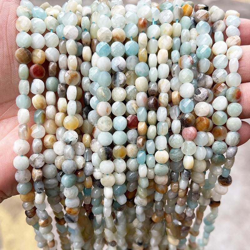 6*4mm faceted agate round cake shaped loose beads