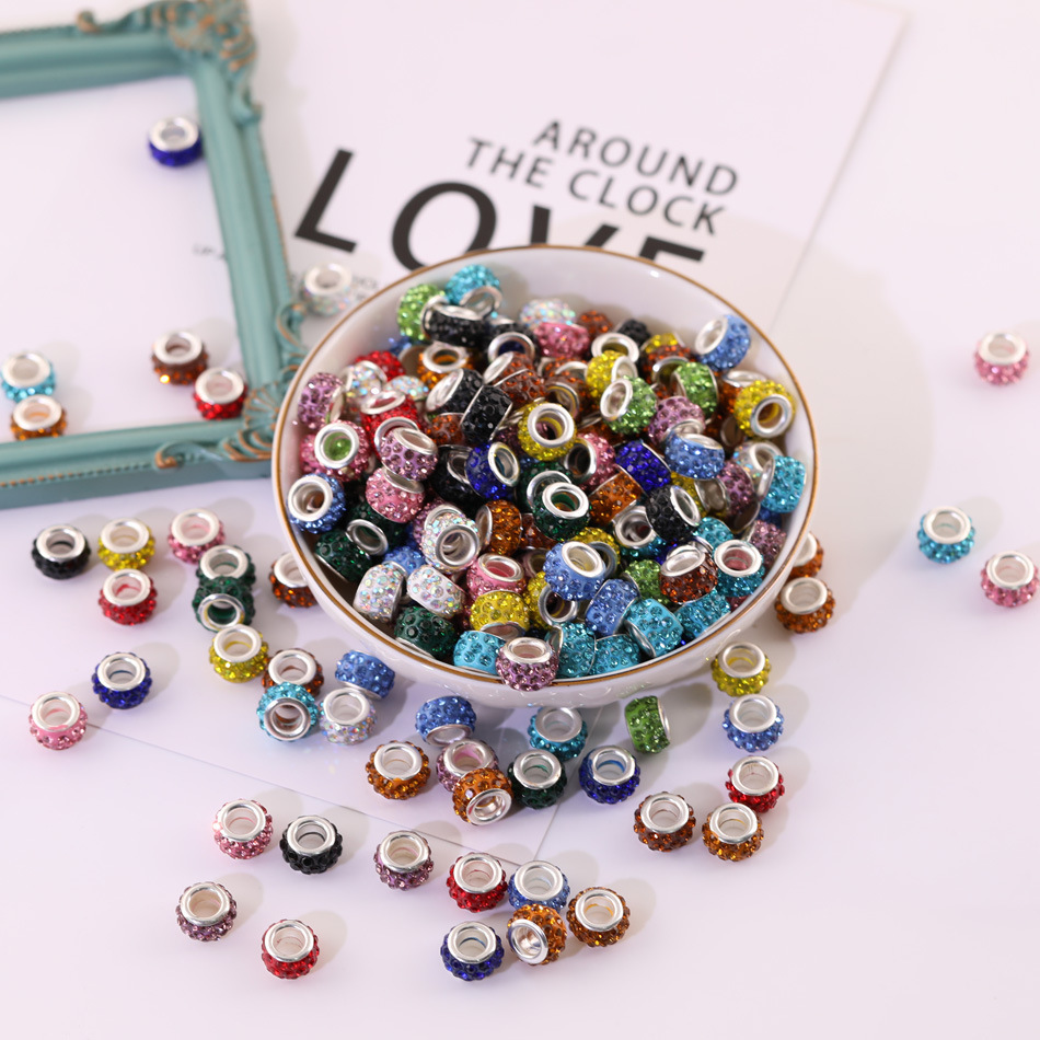 50 Pieces/Bag-Colored large hole beads diamond ball spacer beads jewelry accessories