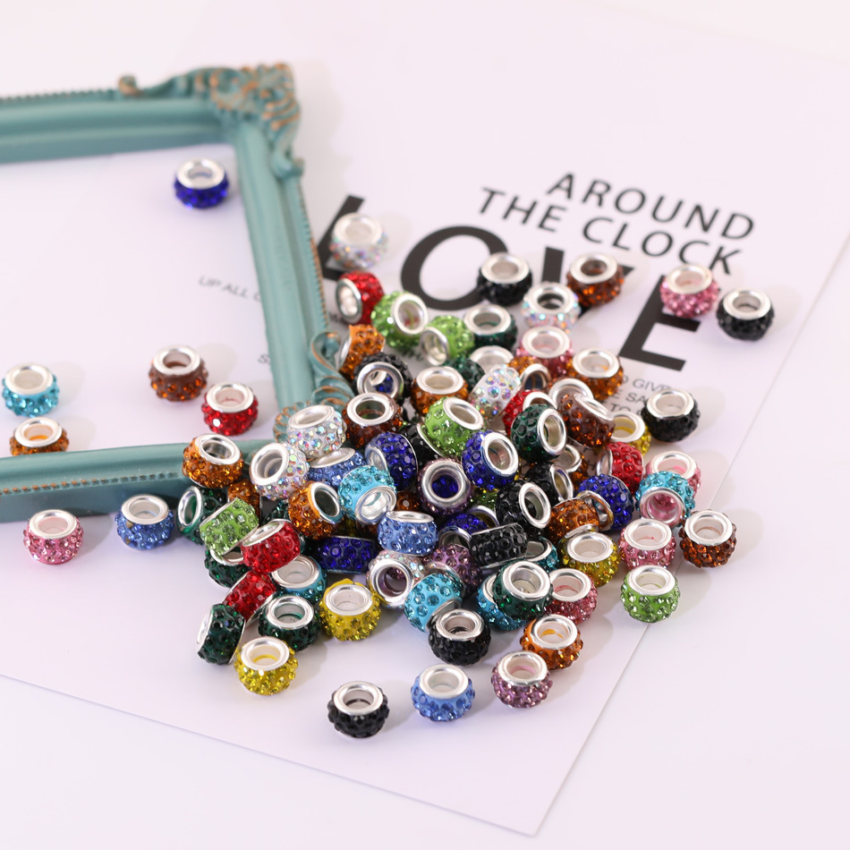 50 Pieces/Bag-Colored large hole beads diamond ball spacer beads jewelry accessories