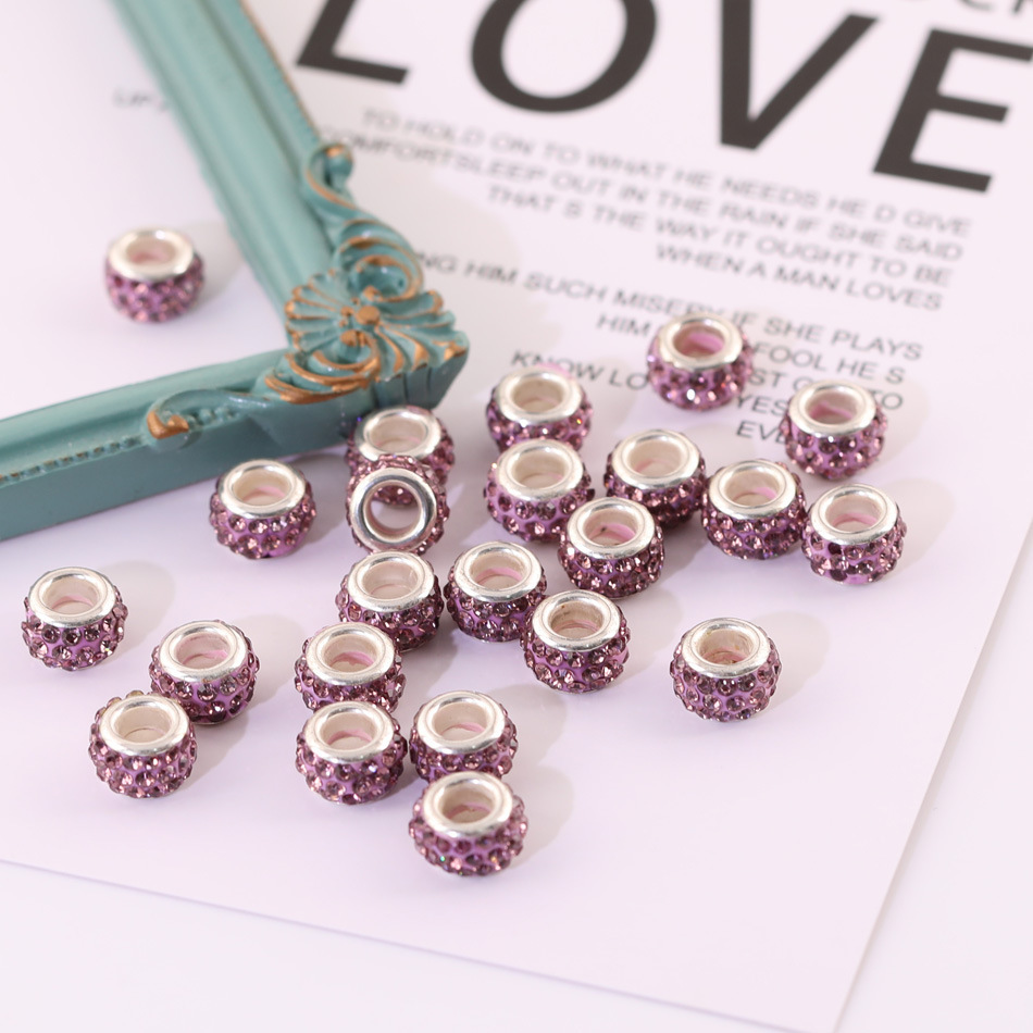 50 Pieces/Bag-Colored large hole beads diamond ball spacer beads jewelry accessories