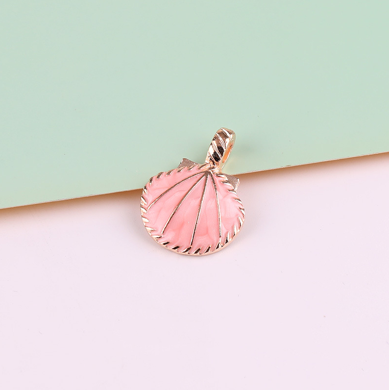 10 Pieces/Bag-DIY jewelry accessories alloy oil drop imitation pearl love shell pendant