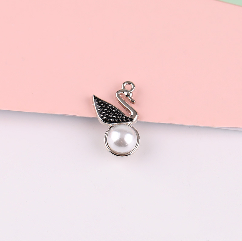 10 Pieces/Bag-DIY jewelry accessories alloy oil drop imitation pearl love shell pendant