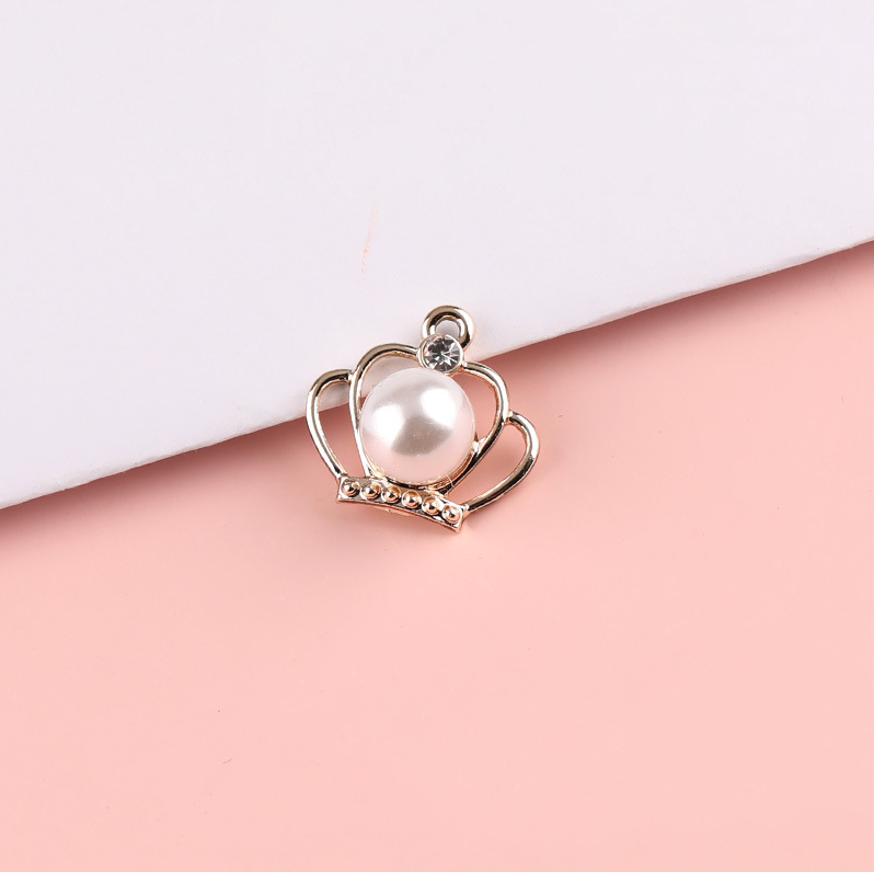 10 Pieces/Bag-DIY jewelry accessories alloy oil drop imitation pearl love shell pendant