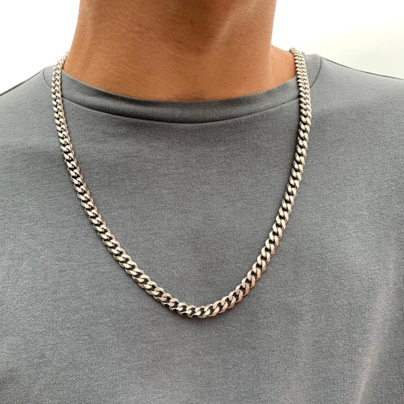 Stitched stainless steel Cuban chain pearl chain necklace