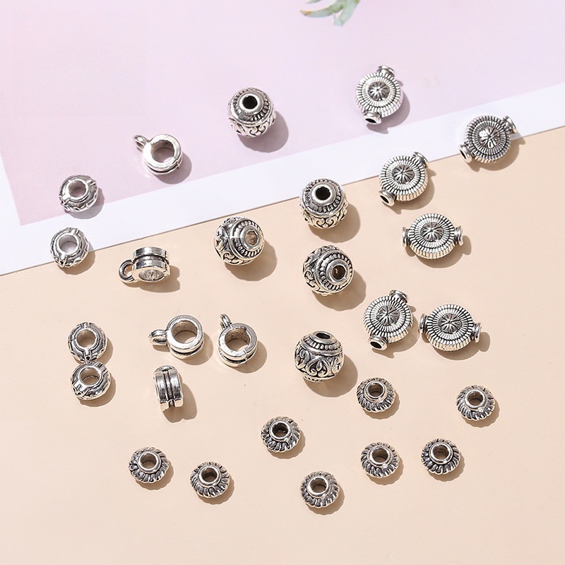 50pcs/bag Alloy Tibetan silver round beads loose beads