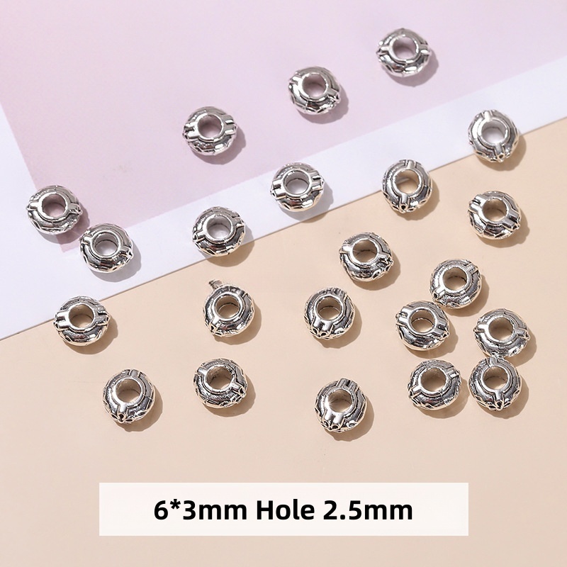 50pcs/bag Alloy Tibetan silver round beads loose beads