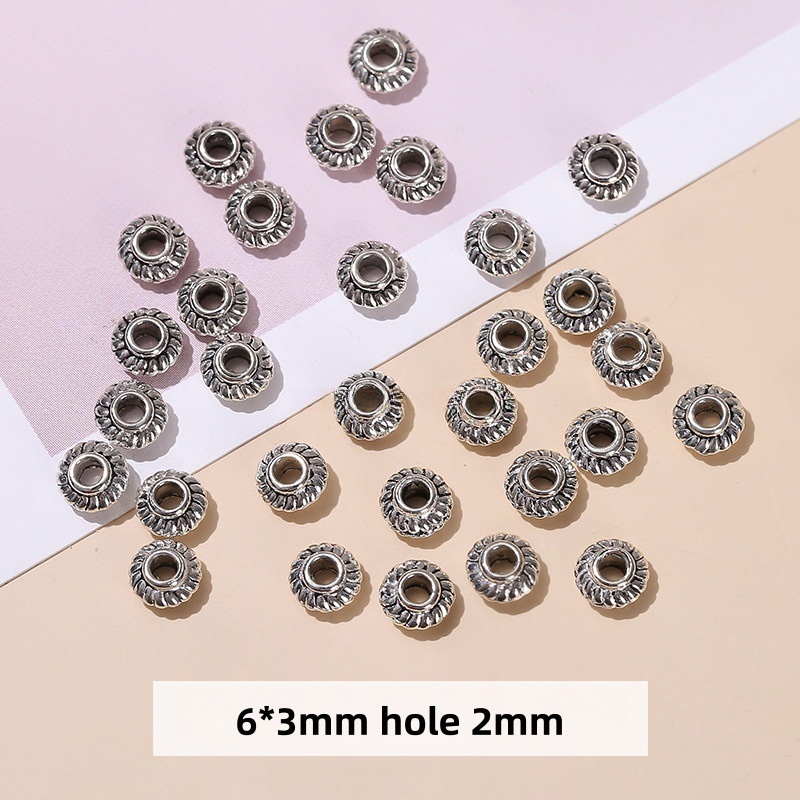 50pcs/bag Alloy Tibetan silver round beads loose beads