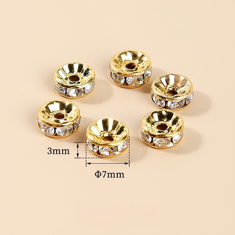 50pcs/bag Alloy diamond ring spacer bead DIY jewelry accessories