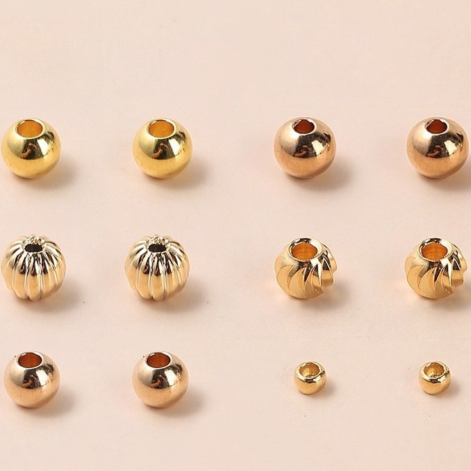 50pcs/bag 18K gold-plated small copper beads accessories