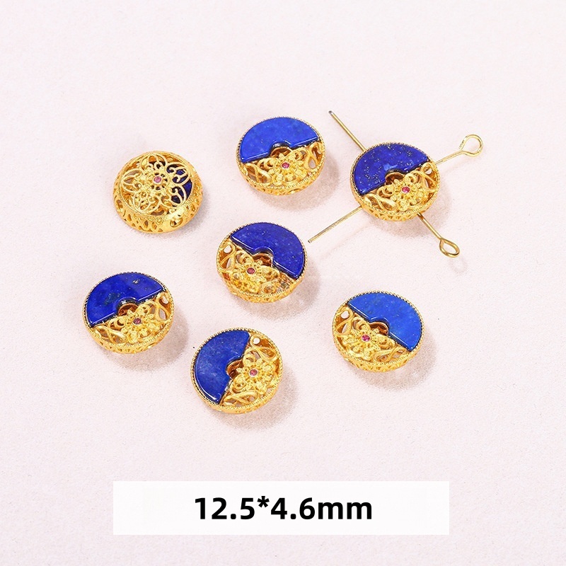 10pcs/bag S925 silver lapis lazuli beads small drip