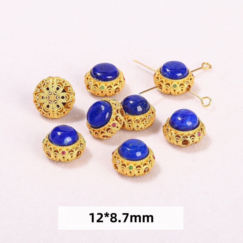 10pcs/bag S925 silver lapis lazuli beads small drip