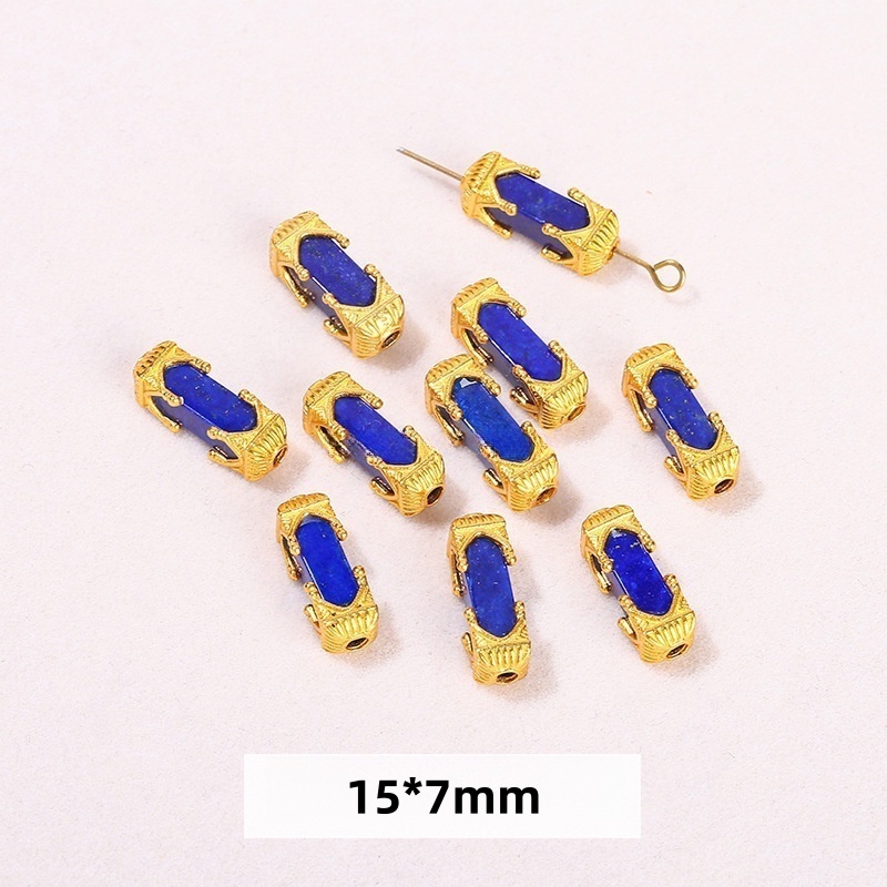 10pcs/bag S925 silver lapis lazuli beads small drip