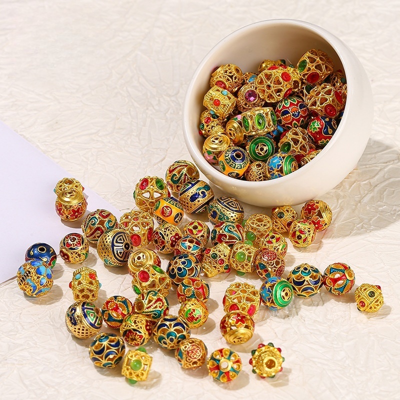 10pcs/bag Ancient gold cloisonne oil-drip copper accessories