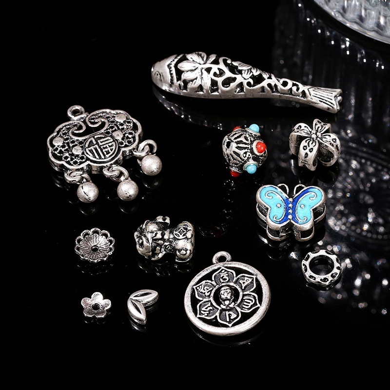 50pcs/bag Alloy plated genuine antique silver accessories