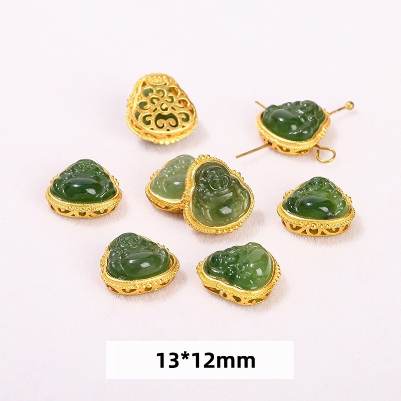 10pcs/bag S925 silver plated 24K gold jade spacer beads