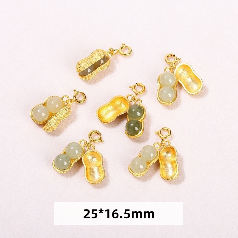 10pcs/bag S925 silver plated 24K gold Hetian jade/jasper spacer beads