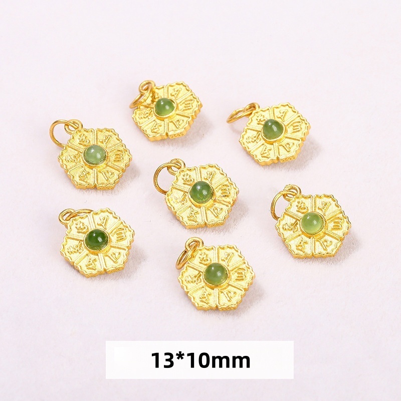 10pcs/bag S925 silver plated 24K gold Hetian jade/jasper spacer beads