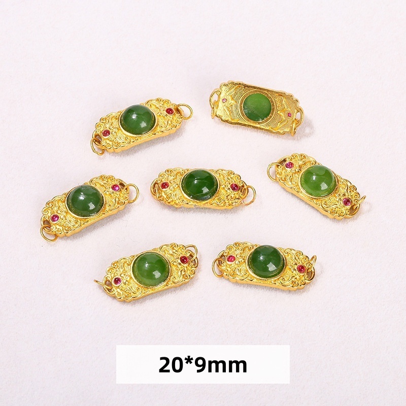 10pcs/bag S925 silver plated 24K gold Hetian jade/jasper spacer beads
