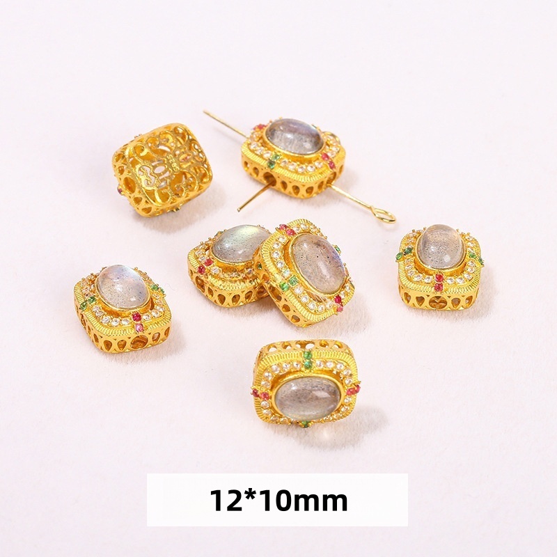 10pcs/bag S925 24K silver plated multi-material spacer beads