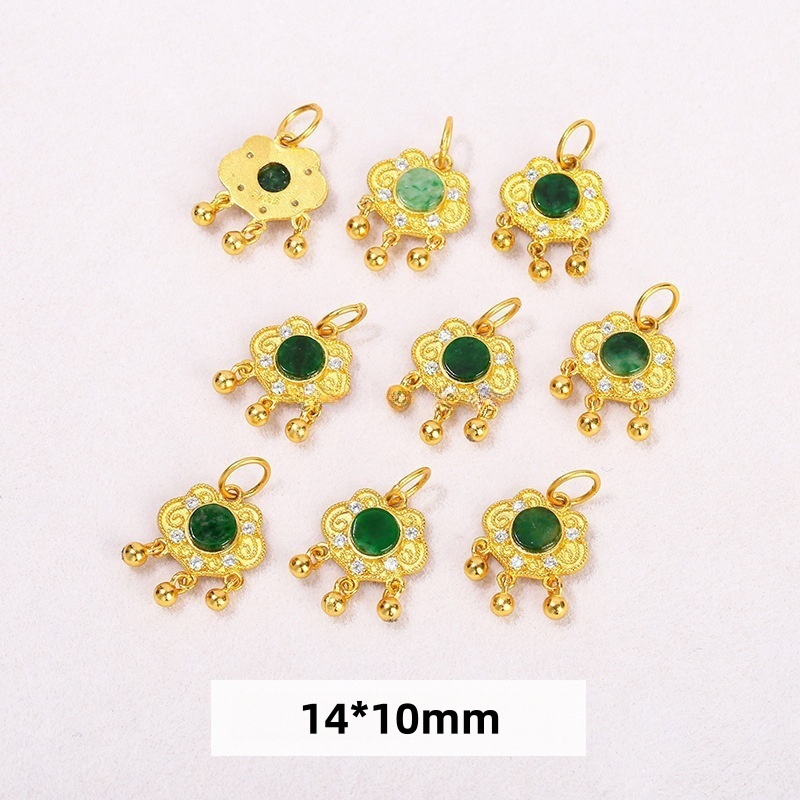 10 pcs/bag S925 silver plated with 24K gold jadeite spacer beads