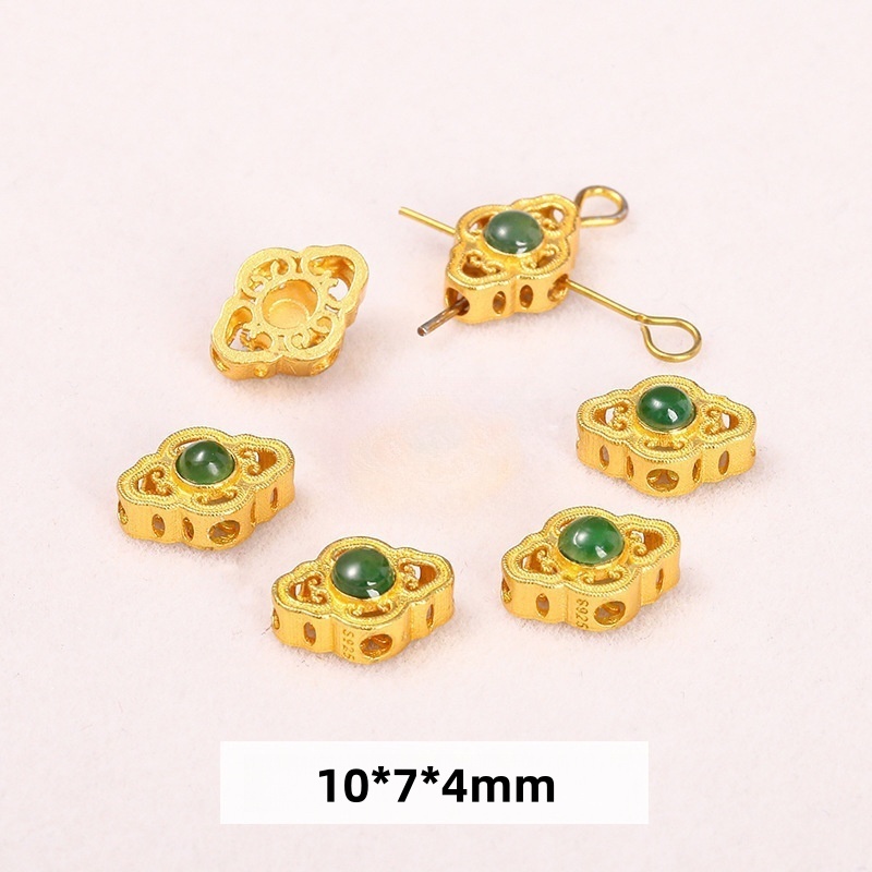 10 pcs/bag S925 silver plated with 24K gold jadeite spacer beads