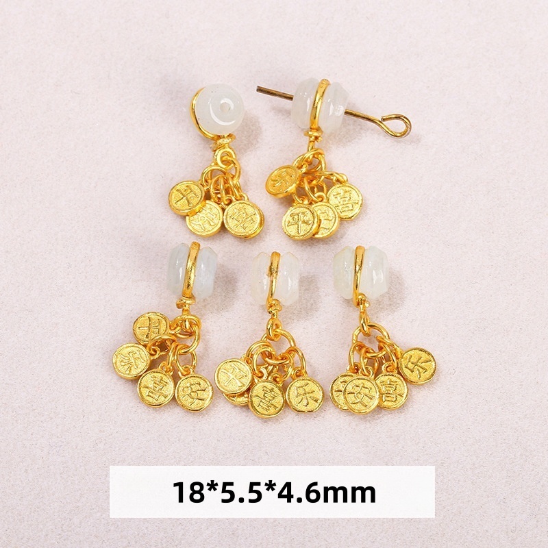 10 pcs/bag S925 silver plated with 24K gold jadeite spacer beads