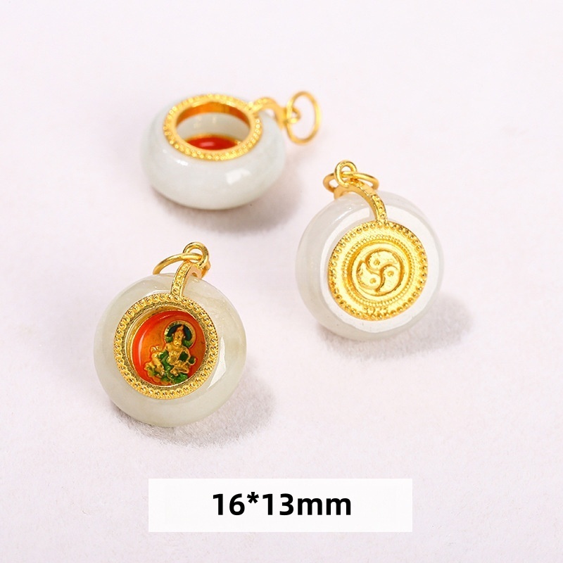 10 pcs/bag S925 silver plated with 24K gold jadeite spacer beads