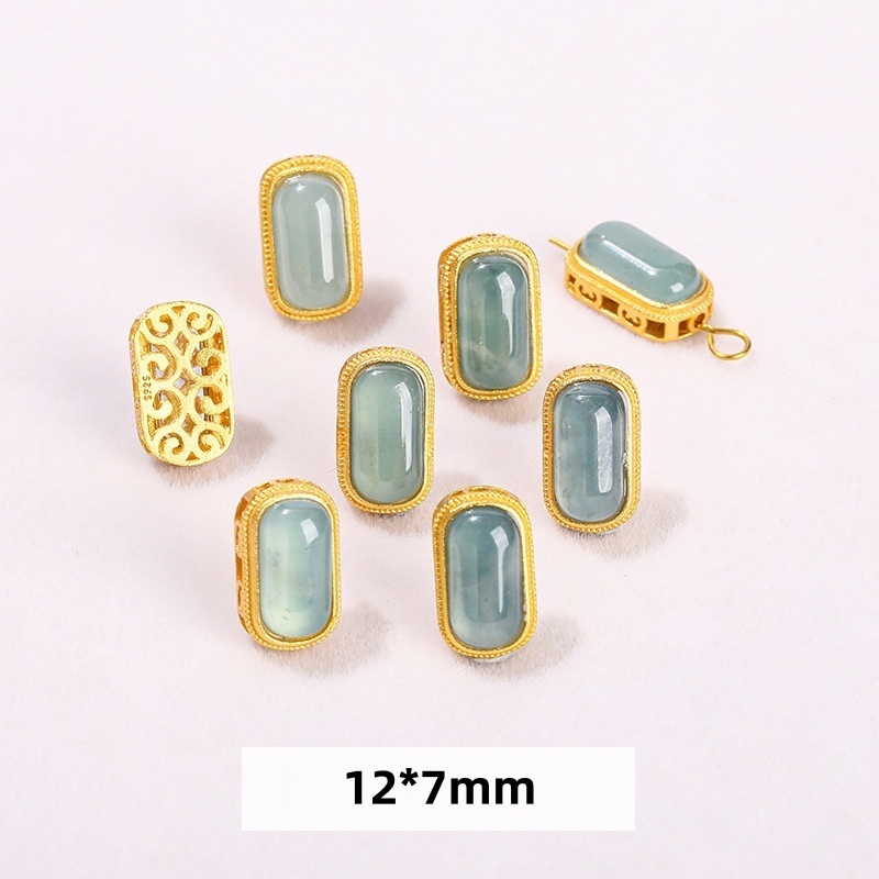 10 pcs/bag S925 silver plated with 24K gold jadeite spacer beads