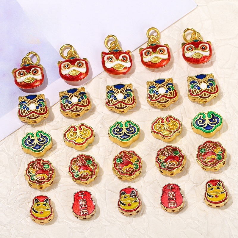 10pcs/bag Ancient gold sand drop oil alloy accessories