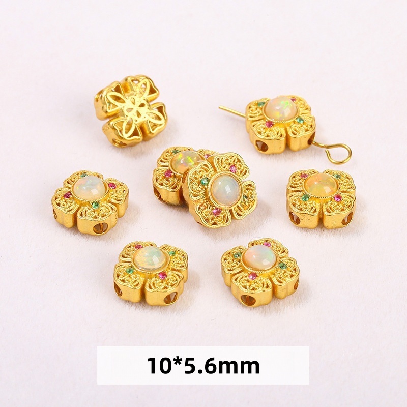 10pcs/bag S925 silver plated 24K gold accessories spacer beads