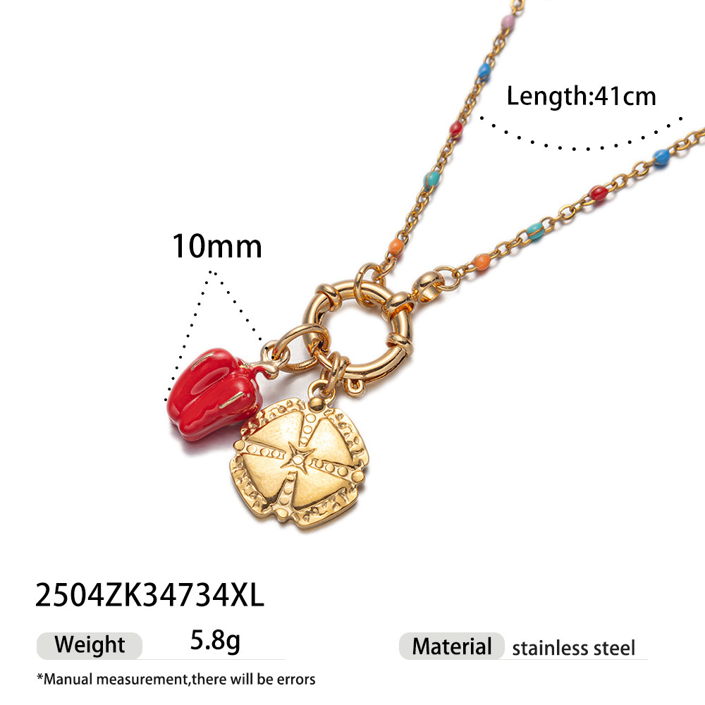 Stainless steel oil drop DIY matching necklace 18k non-fading cute pendant detachable