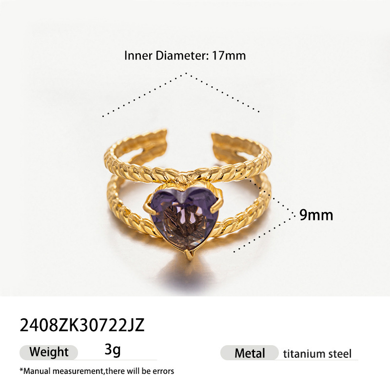 18k gold colored zircon ins style high-end fashion luxury ring
